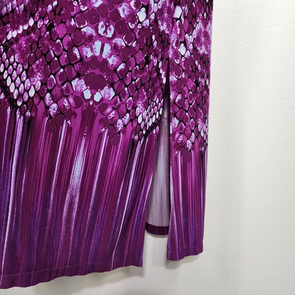 Bob Mackie Wearable Art Dress Size 2XP Petite Reptile Print Maxi Dress Purple - Picture 6 of 9